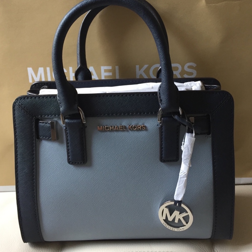 NWT MICHAEL KORS DILLON SATCHEL CROSSBODY BLUE - Picture 1 of 8
